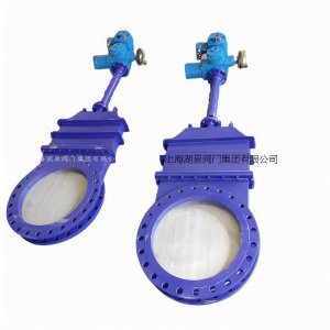 DN400的電動(dòng)刀閘閥介質(zhì)是酸性污水水,有帶